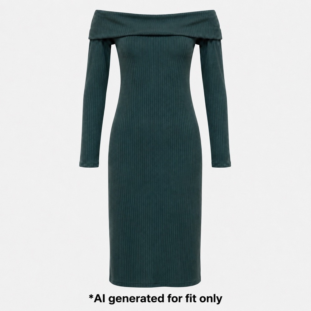 Forever 21 Ribbed Off the Shoulder Bodycon Mini‎ Dress Women Medium Green
